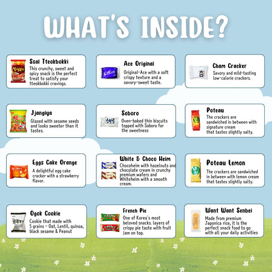 Korean Snack Box Variety Pack - 50 Count Individual Wrapped Gift Care Package Bundle Sampler Assortment Mix