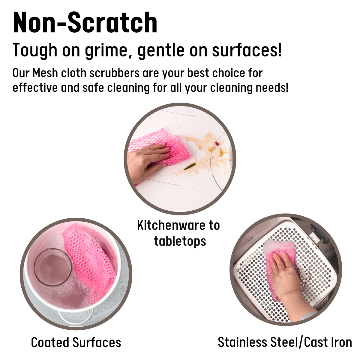 [Unha's Asian Snack Box] Dish Scrubber Cloth - Mesh Dishwashing Scouring Pad for Kitchen - 10 Pack