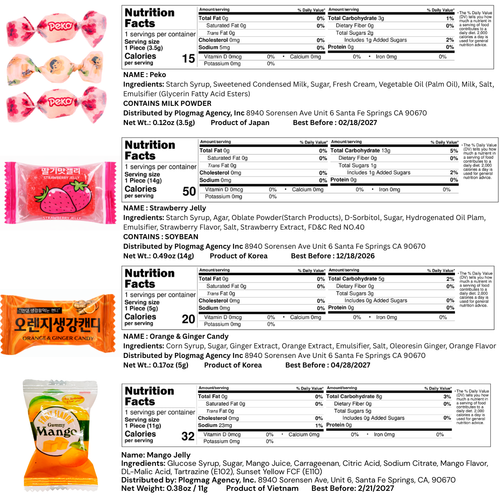 [Asiatic Dishes] Asian Candy Mystery Gift Box, 60 count Variety Pack of Japanese and Korean treats