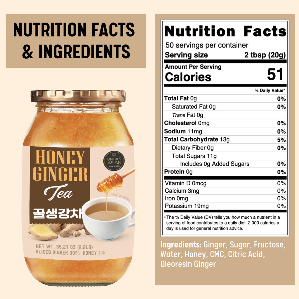 [Unha's Asian Snack Box] Korean Honey Ginger Tea 35.2 OZ – Premium Sliced Ginger with Real Honey