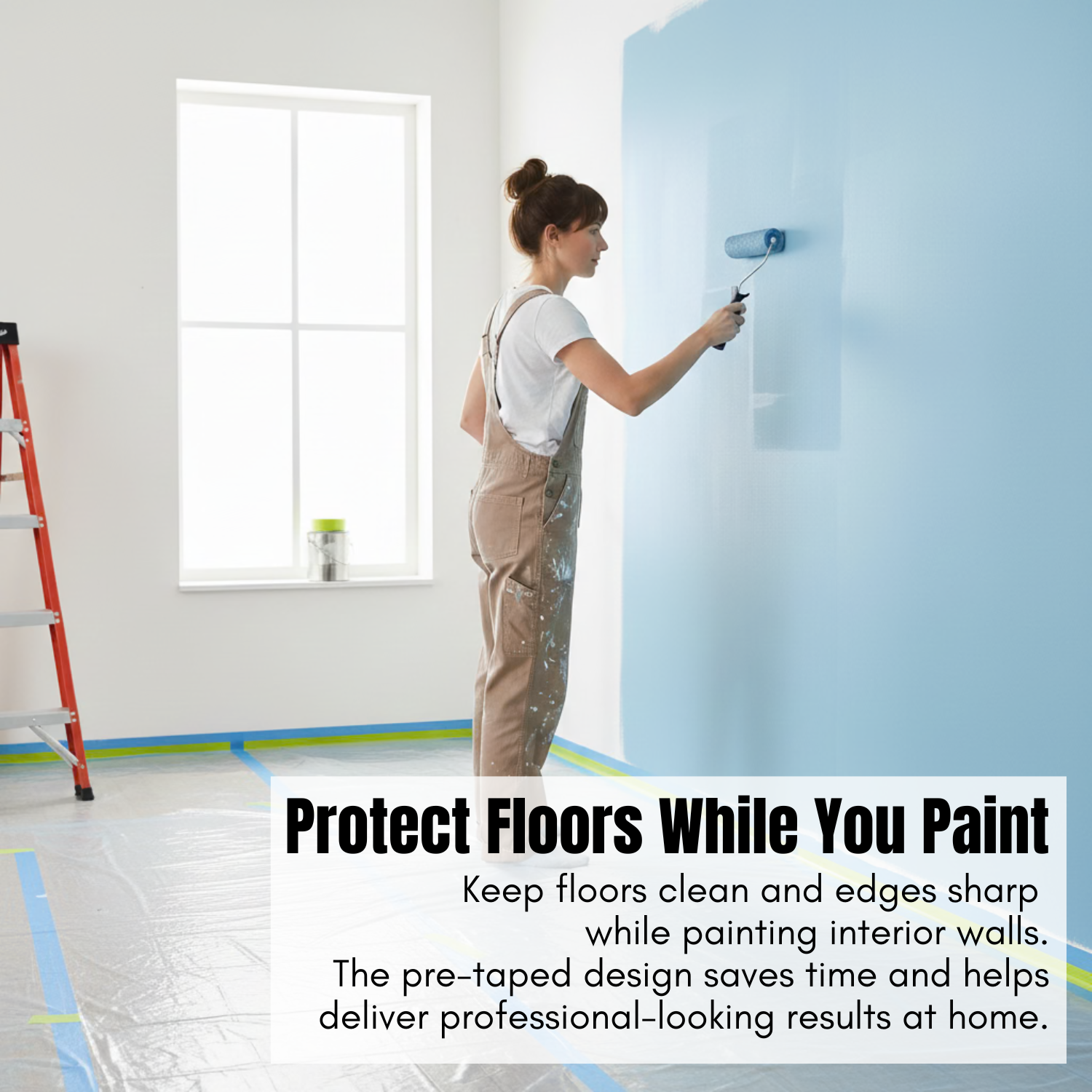 [Asiatic Dishes] Pre-Taped Masking Film, 35.4" x 66', Overspray Protection for Auto Body and Home Painting