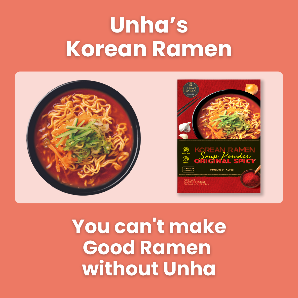 [Unha's Asian Snack Box] Authentic Korean Ramen Soup Seasoning, Hot and Spicy Flavor Powder 5.29oz Pack