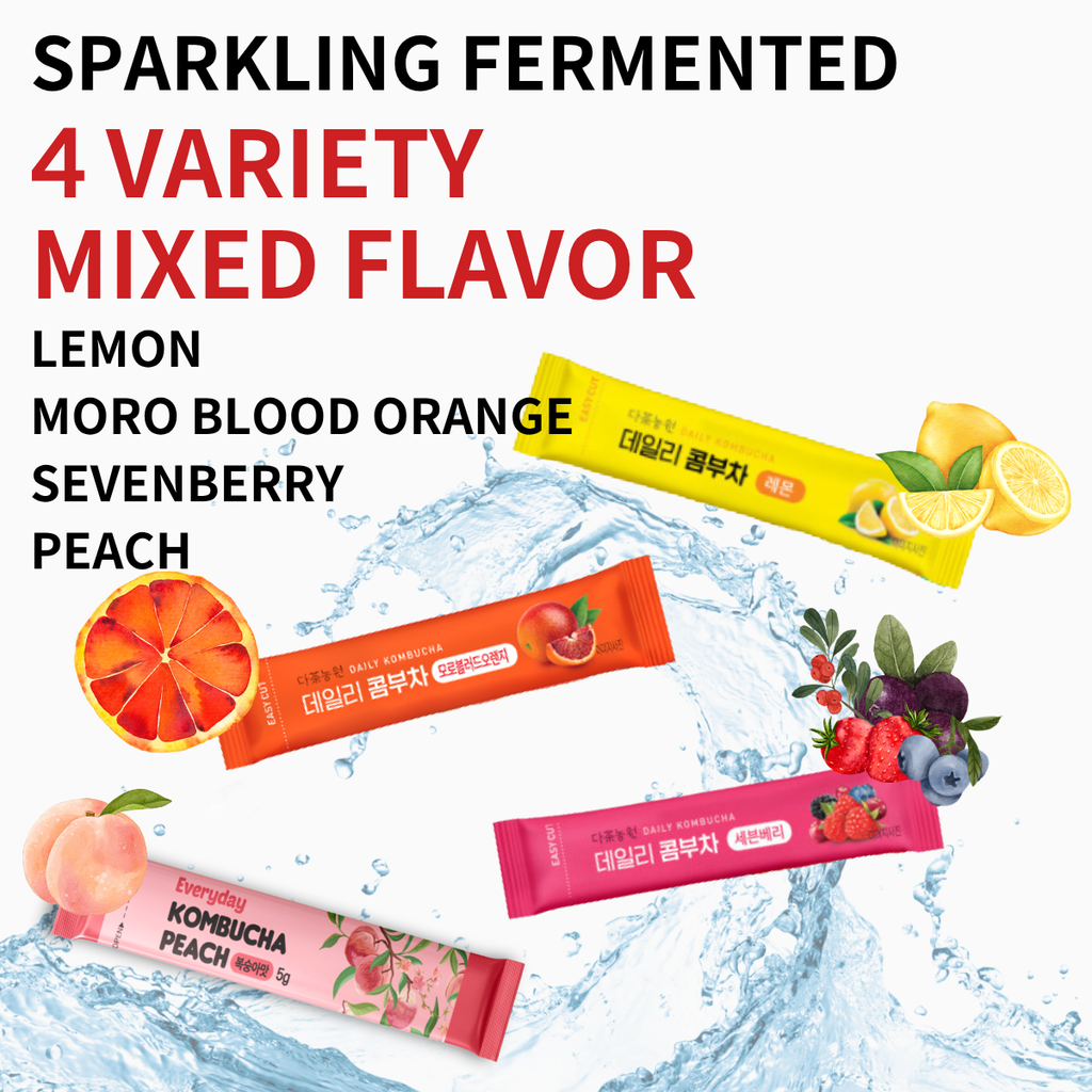 [Unha's Asian Snack Box] Kombucha Tea, 4 Flavor/20 Sachets (100g/3.52oz) Variety Pack