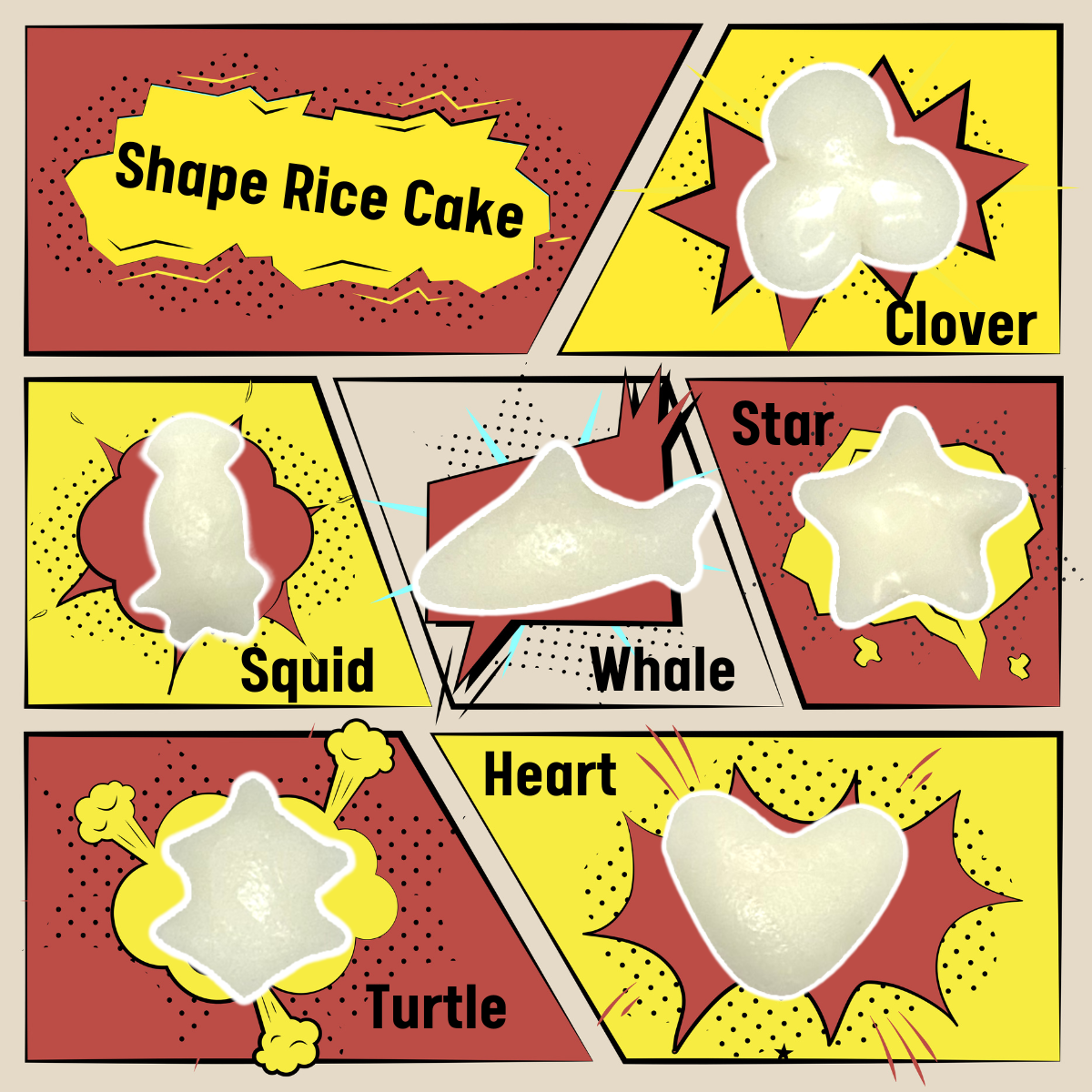 [Unha's Asian Snack Box] Korean Rice Cake Tteokbokki Tteok in Fun Shaped, 14.10 oz Pack (2 X 7.05oz)