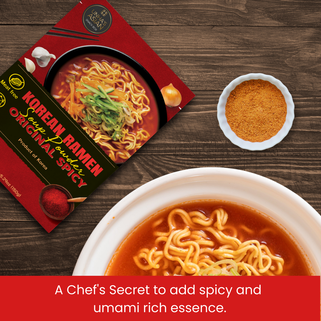 [Unha's Asian Snack Box] Authentic Korean Ramen Soup Seasoning, Hot and Spicy Flavor Powder 5.29oz Pack