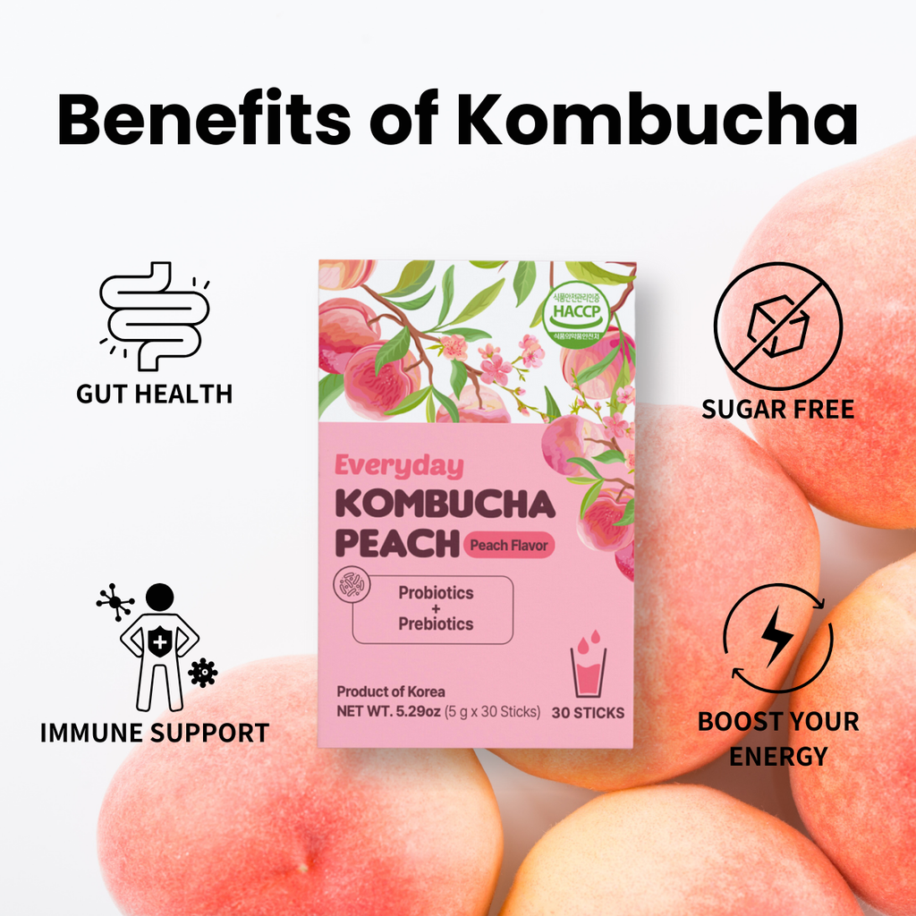 [Unha's Asian Snack Box] Everyday Kombucha Tea - Peach Flavor 5g x 30 Sachets (150g/5.29oz)
