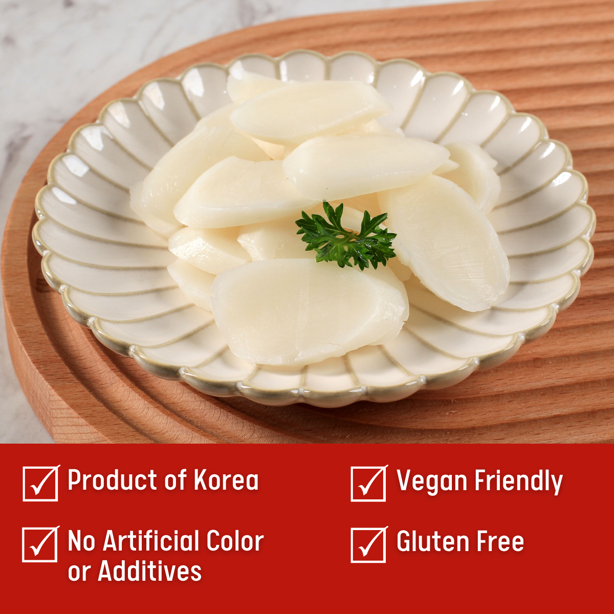 [Unha's Asian Snack Box] Korean Rice Cakes – Sliced Thin Shaped 21.16 oz (7.05 oz X 3 Individual Bags)