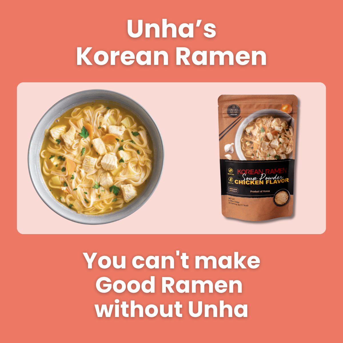 [Unha's Asian Snack Box] Authentic Korean Ramen Soup Seasoning, Chicken Flavor Powder 5.29oz Pack