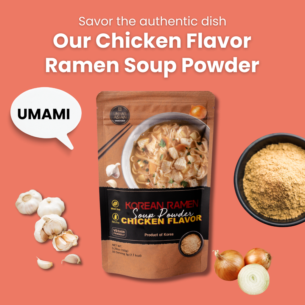 [Unha's Asian Snack Box] Authentic Korean Ramen Soup Seasoning, Chicken Flavor Powder 5.29oz Pack