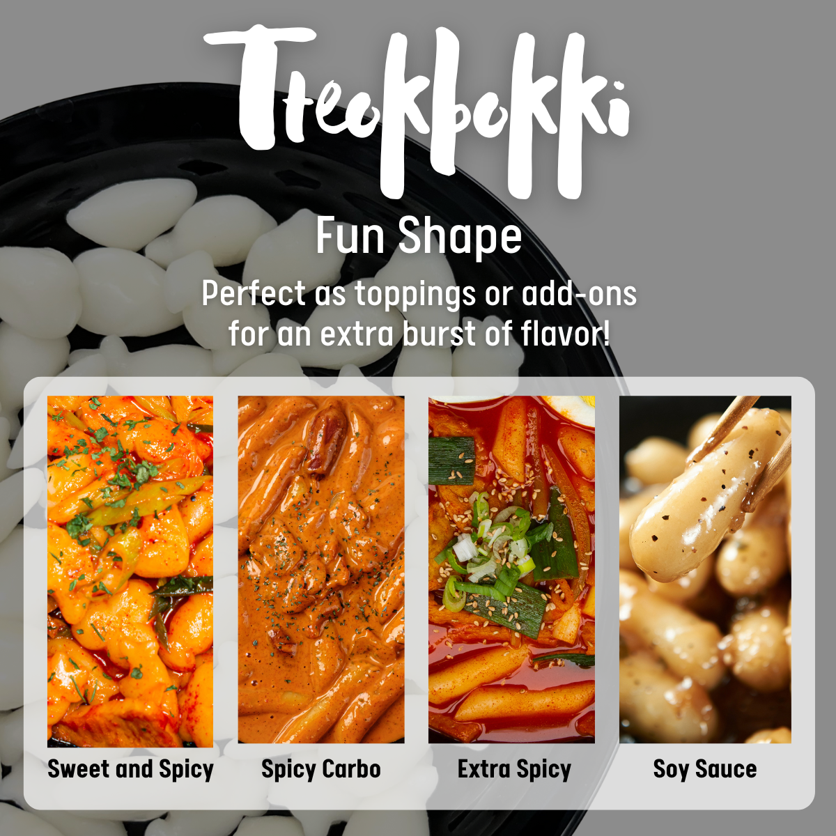 [Unha's Asian Snack Box] Korean Rice Cake Tteokbokki Tteok in Fun Shaped, 14.10 oz Pack (2 X 7.05oz)