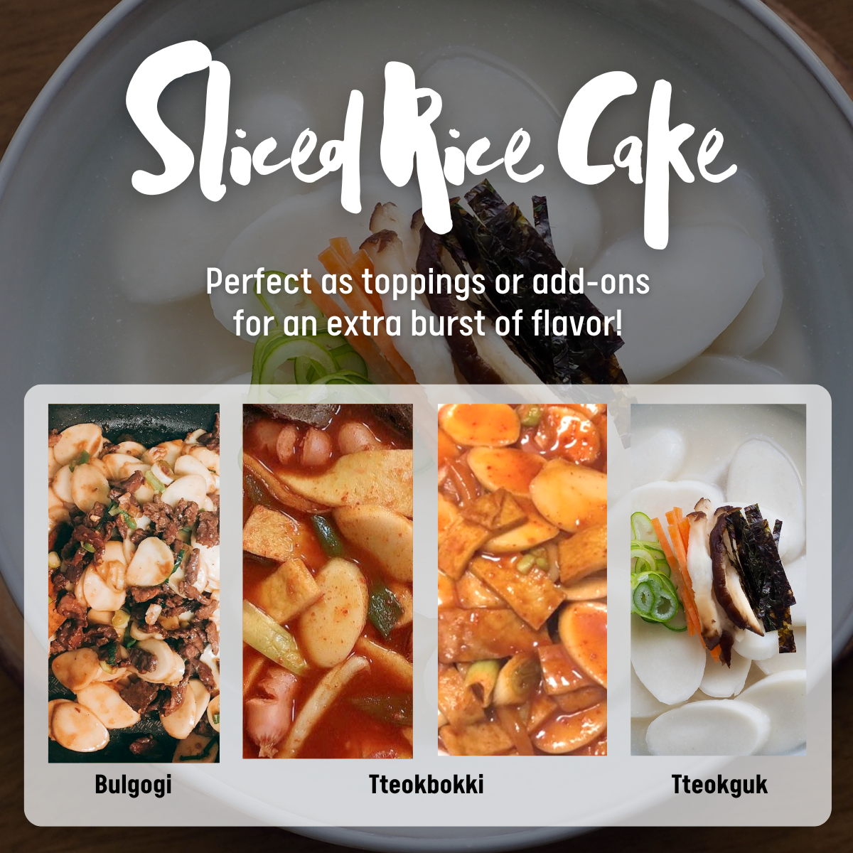 [Unha's Asian Snack Box] Korean Rice Cakes – Sliced Thin Shaped 21.16 oz (7.05 oz X 3 Individual Bags)