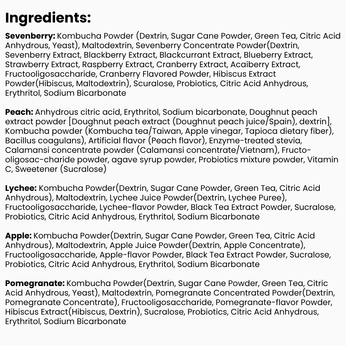 [Unha's Asian Snack Box] Korean Kombucha Tea, Powder 5g x 10 Sachets (50g/3.52oz) (5 Variety Flavor)