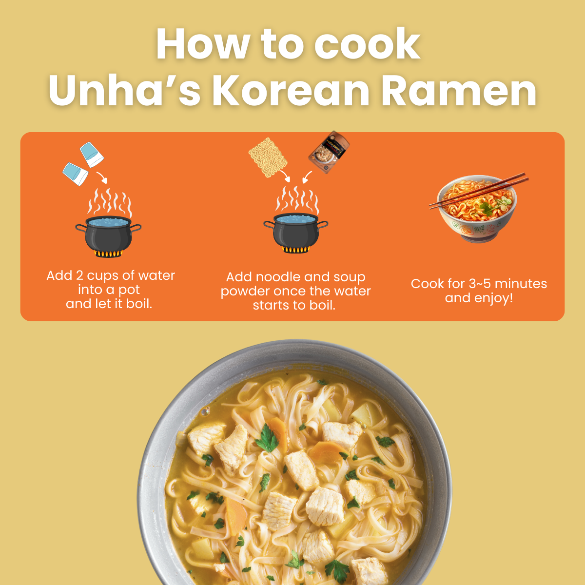 [Unha's Asian Snack Box] Authentic Korean Ramen Soup Seasoning, Chicken Flavor Powder 5.29oz Pack