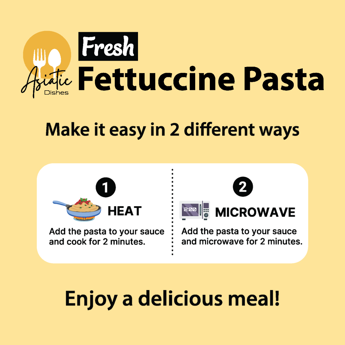 [Asiatic Dishes] Fresh Fettuccine Pasta, Fully Cooked (5.29oz/Pack of 10) (Noodles Only)