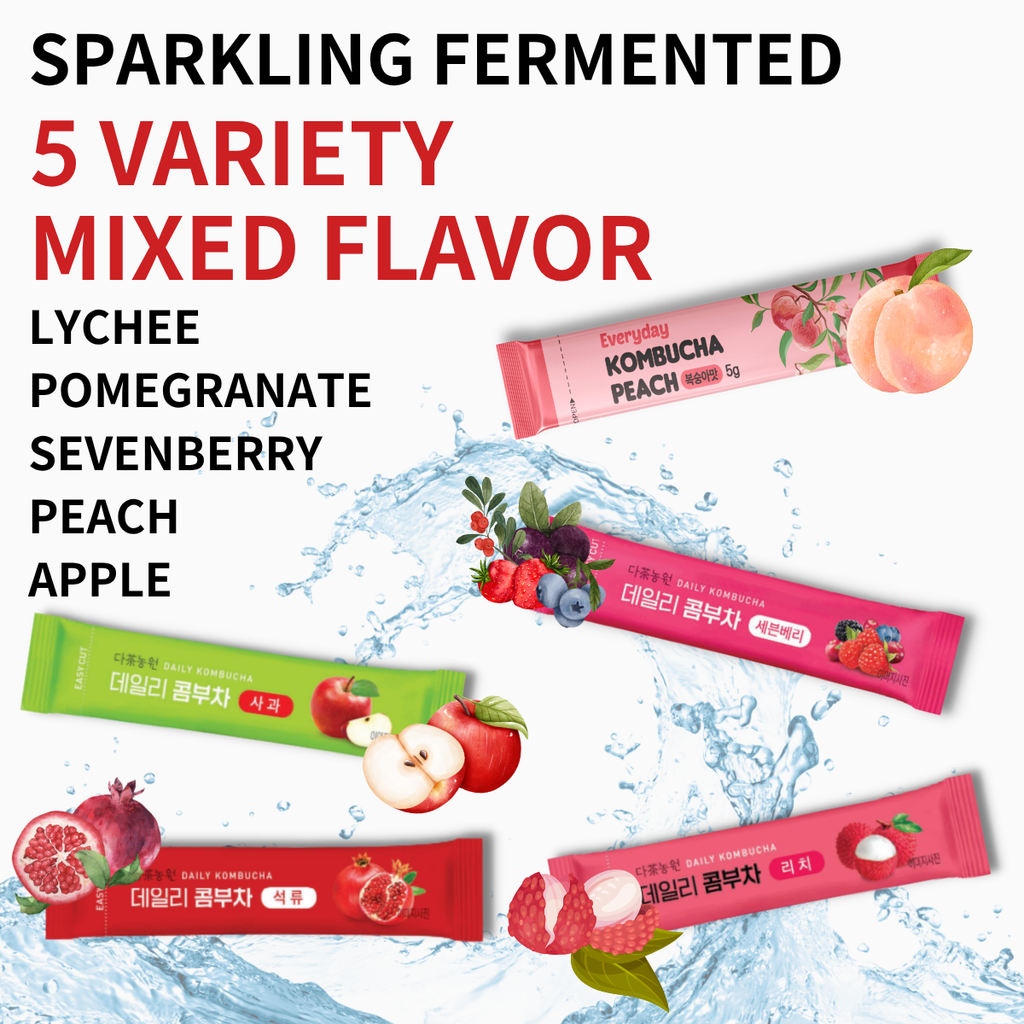 [Unha's Asian Snack Box] Korean Kombucha Tea, Powder 5g x 10 Sachets (50g/3.52oz) (5 Variety Flavor)