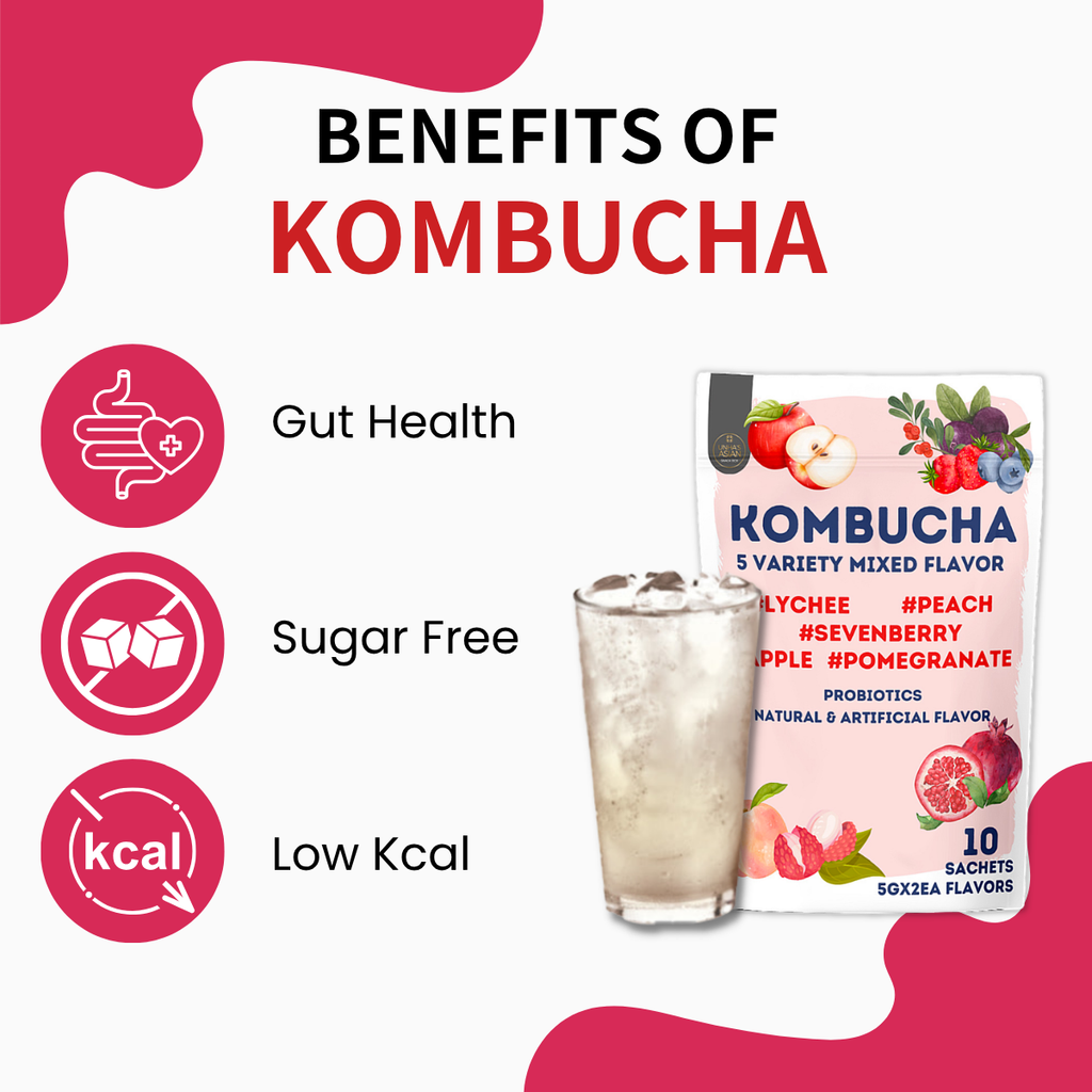 [Unha's Asian Snack Box] Korean Kombucha Tea, Powder 5g x 10 Sachets (50g/3.52oz) (5 Variety Flavor)