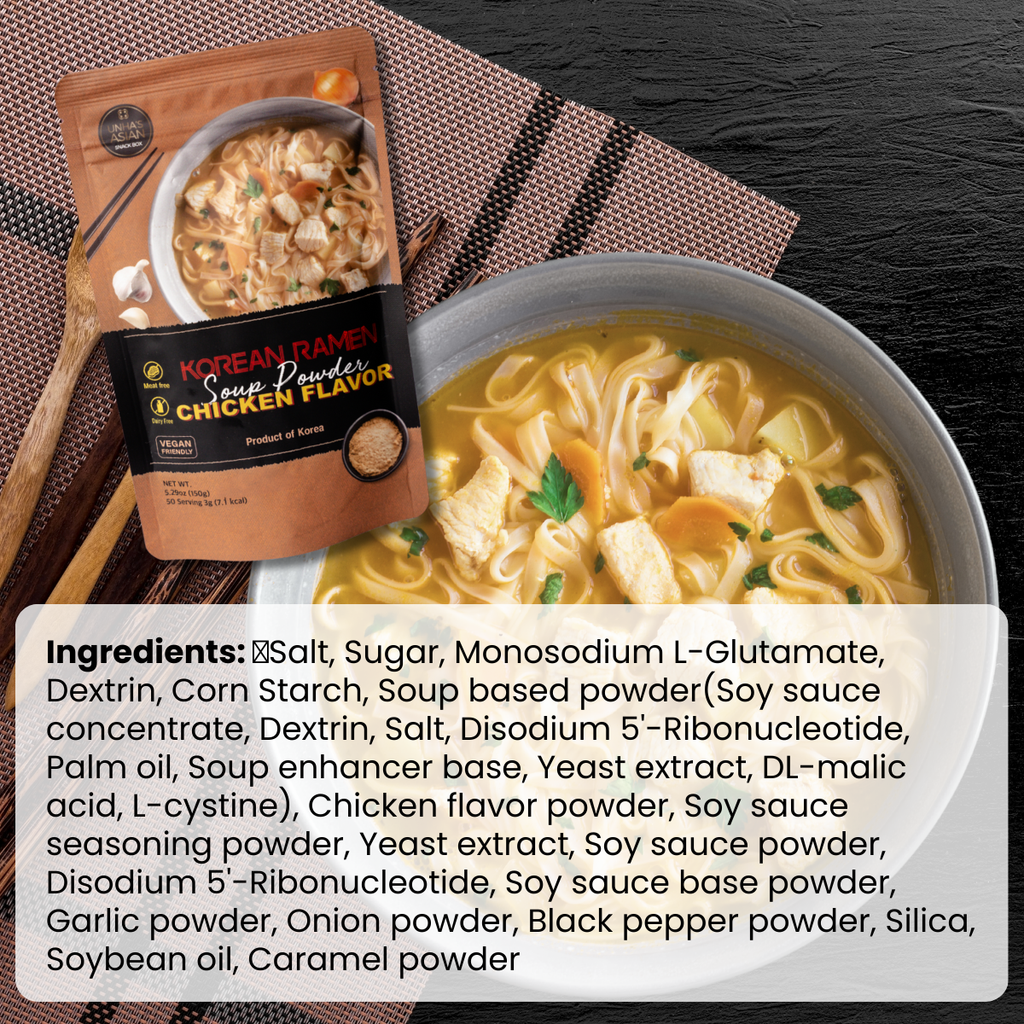 [Unha's Asian Snack Box] Authentic Korean Ramen Soup Seasoning, Chicken Flavor Powder 5.29oz Pack