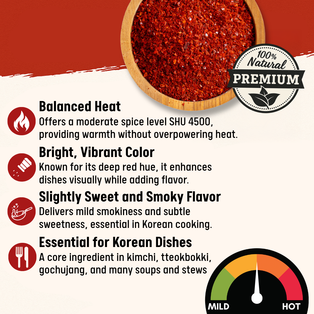 [Asiatic Dishes] Gochugaru Korean Red Pepper Flakes – 6.34oz Bottle of Sun-Dried Chili Powder for Kimchi, Soups, Stews, and Versatile Cooking