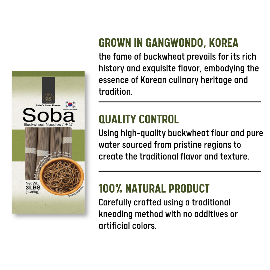 [Unha's Asian Snack Box] Unha Japanese Buckwheat Noodles, Air Dried Soba Noodle - 3LBS