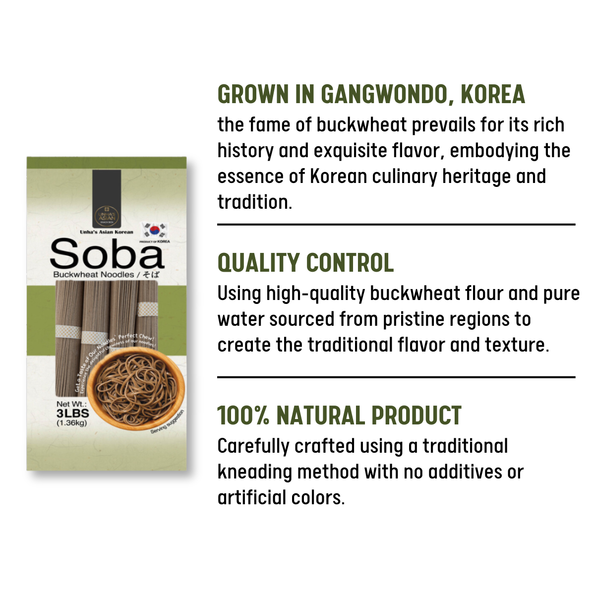 [Unha's Asian Snack Box] Unha Japanese Buckwheat Noodles, Air Dried Soba Noodle - 3LBS
