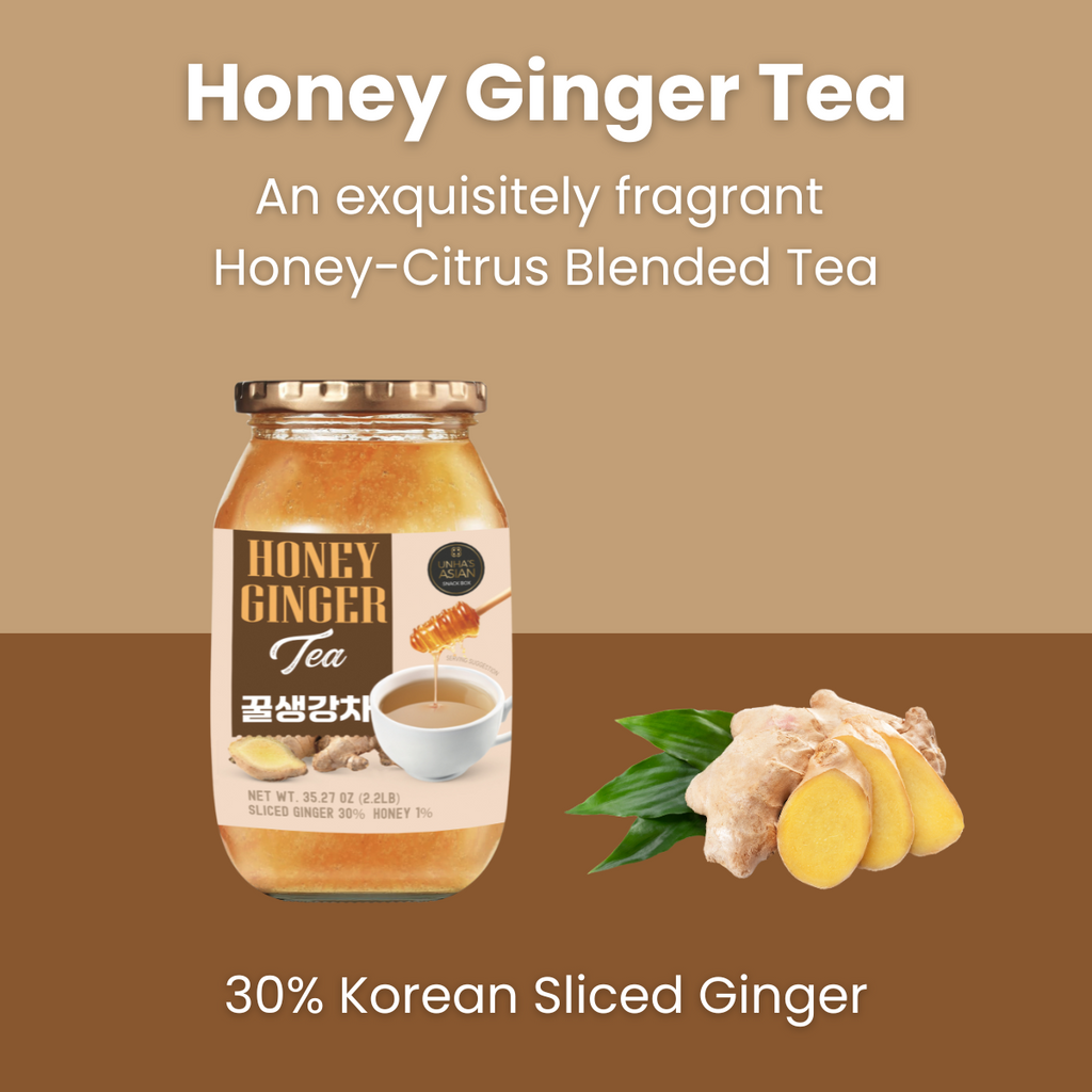 [Unha's Asian Snack Box] Korean Honey Ginger Tea 35.2 OZ – Premium Sliced Ginger with Real Honey