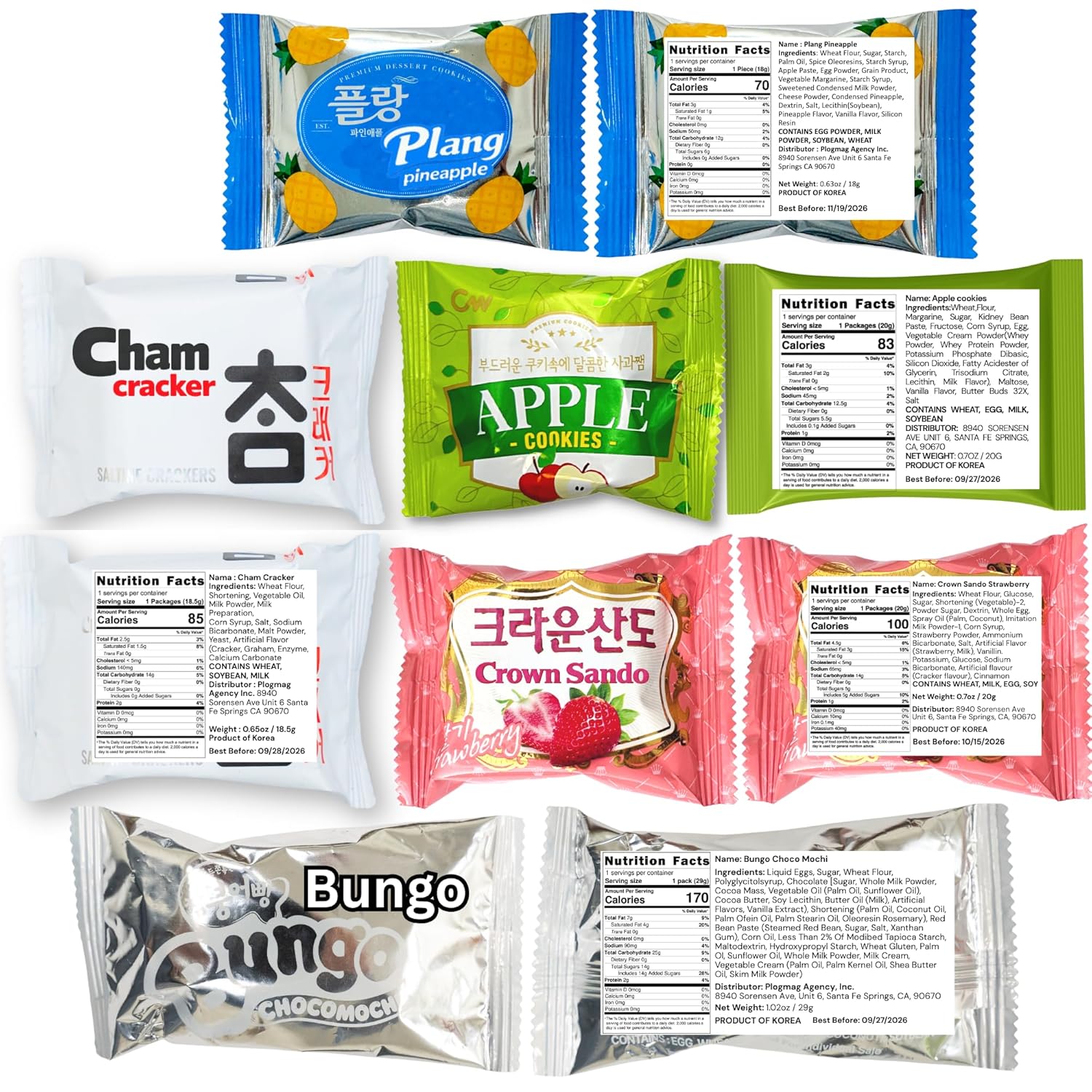[Unha's Asian Snack Box] Japanese and Korean Snacks Box Variety Pack, 50 Count Care Package With Assorted Cookies and Chips