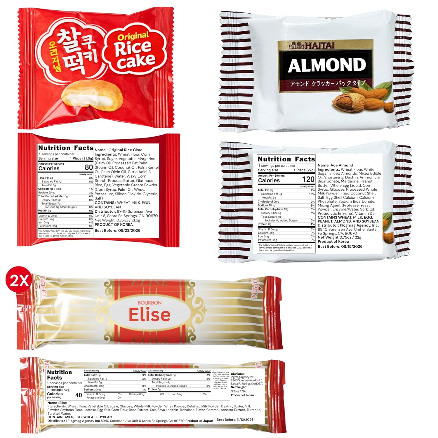 [Unha's Asian Snack Box] Japanese and Korean Snacks Box Variety Pack, 50 Count Care Package With Assorted Cookies and Chips