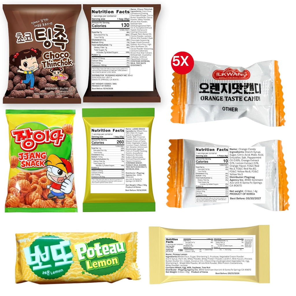 [Unha's Asian Snack Box] Korean Snack Box Variety Pack - 50 Count Individual Wrapped Gift Care Package Bundle Sampler Assortment Mix