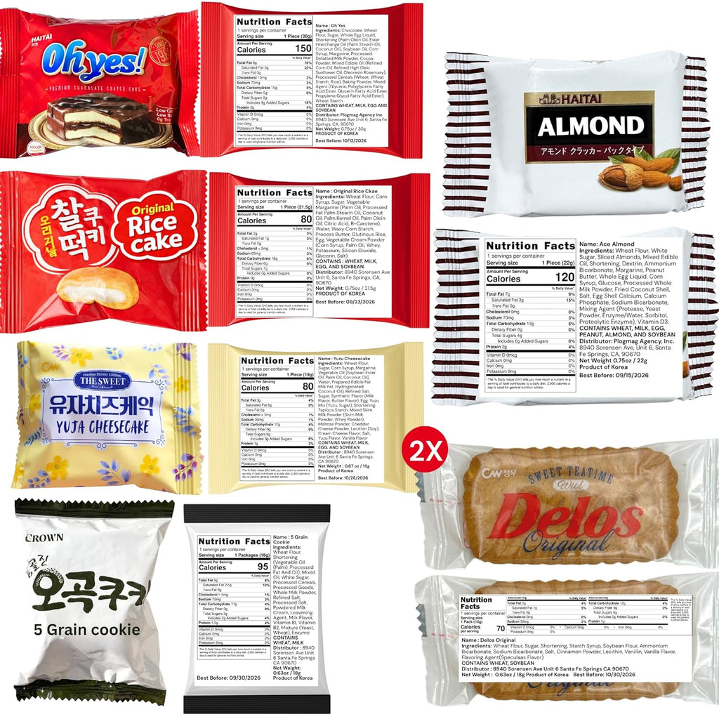 [Unha's Asian Snack Box] Korean Snack Box Variety Pack - 50 Count Individual Wrapped Gift Care Package Bundle Sampler Assortment Mix