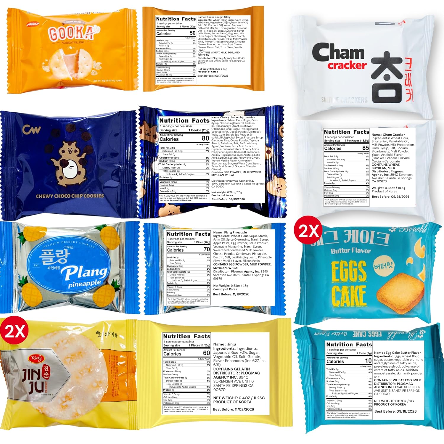 [Unha's Asian Snack Box] Korean Snack Box Variety Pack - 50 Count Individual Wrapped Gift Care Package Bundle Sampler Assortment Mix