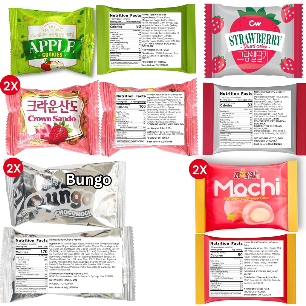 [Unha's Asian Snack Box] Korean Snack Box Variety Pack - 50 Count Individual Wrapped Gift Care Package Bundle Sampler Assortment Mix