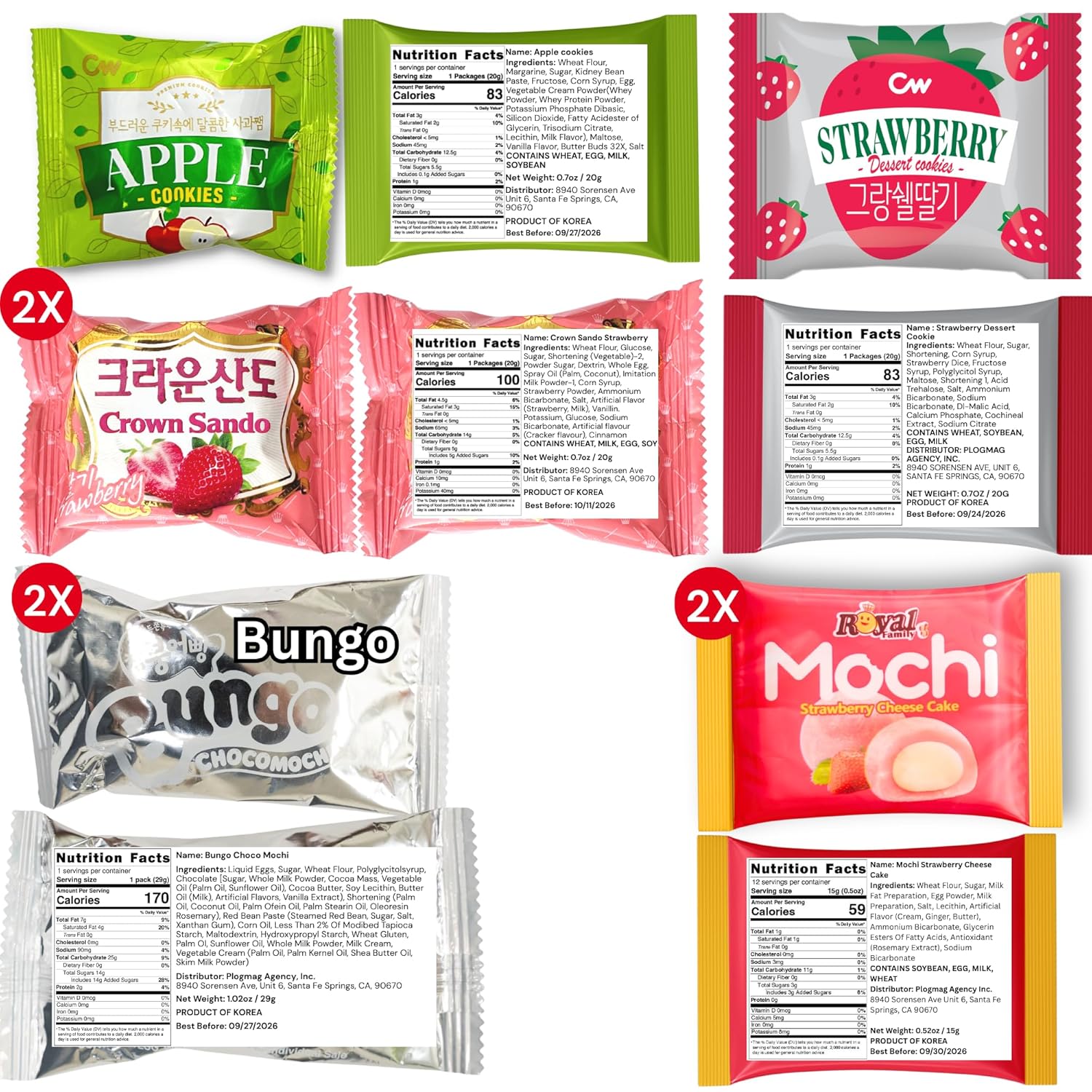 [Unha's Asian Snack Box] Korean Snack Box Variety Pack - 50 Count Individual Wrapped Gift Care Package Bundle Sampler Assortment Mix
